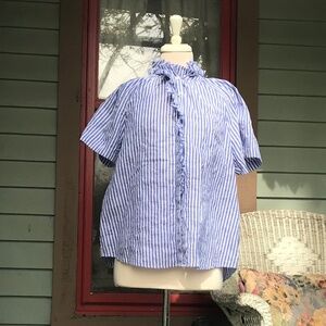 Chico’s Blue And White Striped Blouse In Size 12
